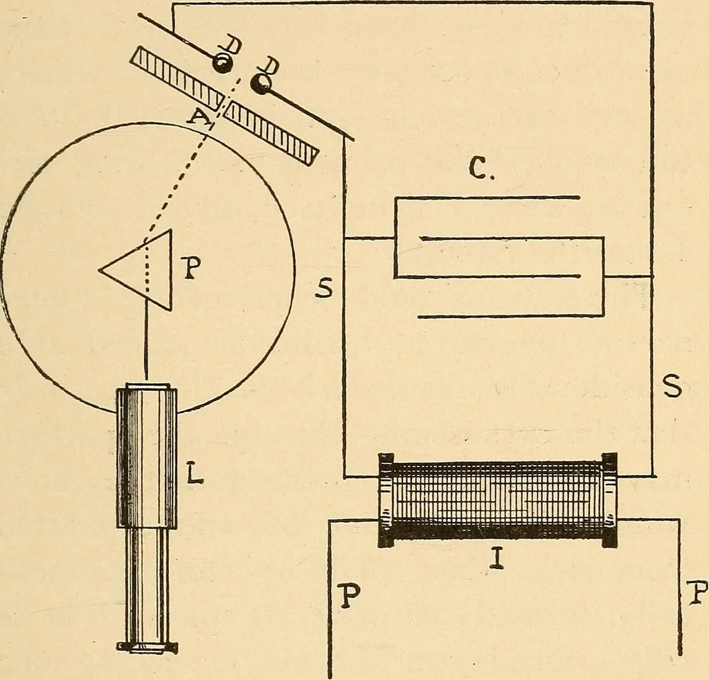An illustration from Induction coils : how to make, use, and repair them including Ruhmkorff, Tesla, and medical coils, Roentgen radiography, wireless telegraphy, and practical information on primary and secondary battery, 1901, leaf 160