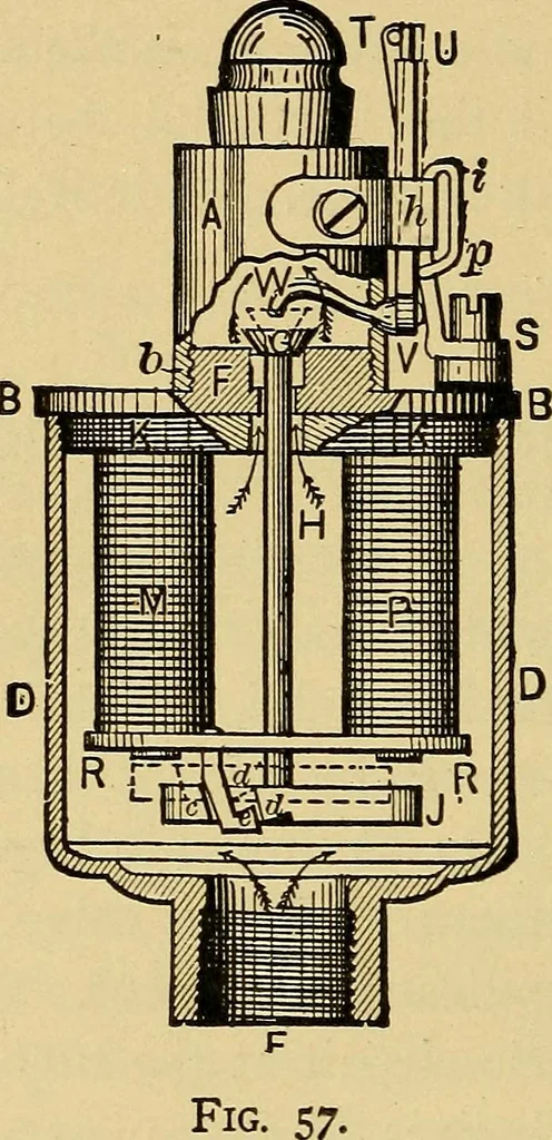 An illustration from Induction coils : how to make, use, and repair them including Ruhmkorff, Tesla, and medical coils, Roentgen radiography, wireless telegraphy, and practical information on primary and secondary battery, 1901, leaf 199