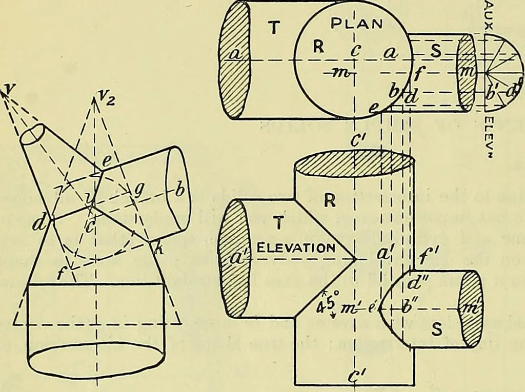 An illustration from Industrial drawing and geometry; an introduction to various branches of technical drawing, 1911, leaf 165