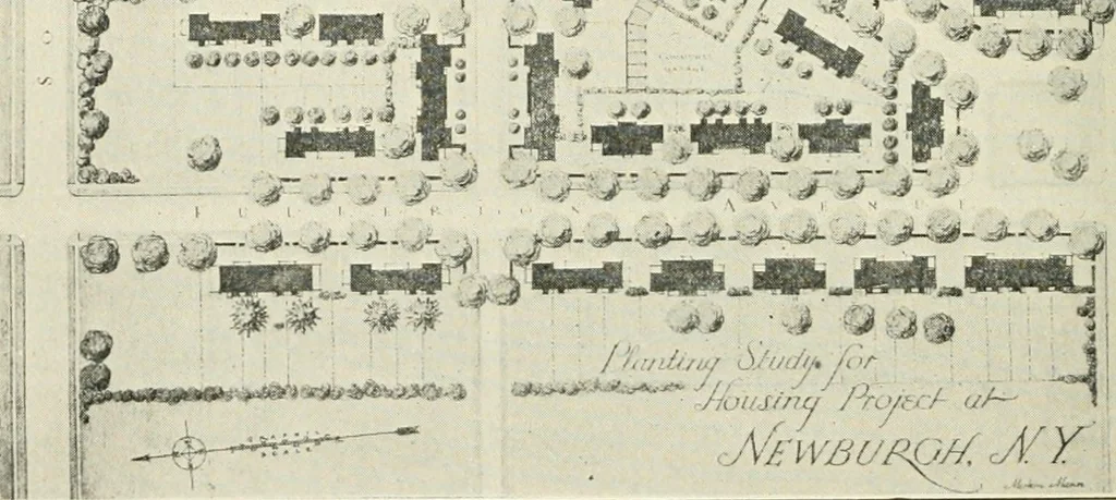 An illustration from Industrial housing; with a discussion of accompanying activities; such as town planning - street systems - development of utility services - and related engineering and construction features, 1920, leaf 125