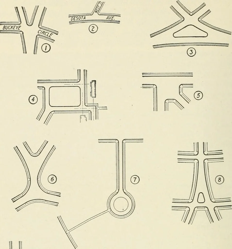 An illustration from Industrial housing; with a discussion of accompanying activities; such as town planning - street systems - development of utility services - and related engineering and construction features, 1920, leaf 127