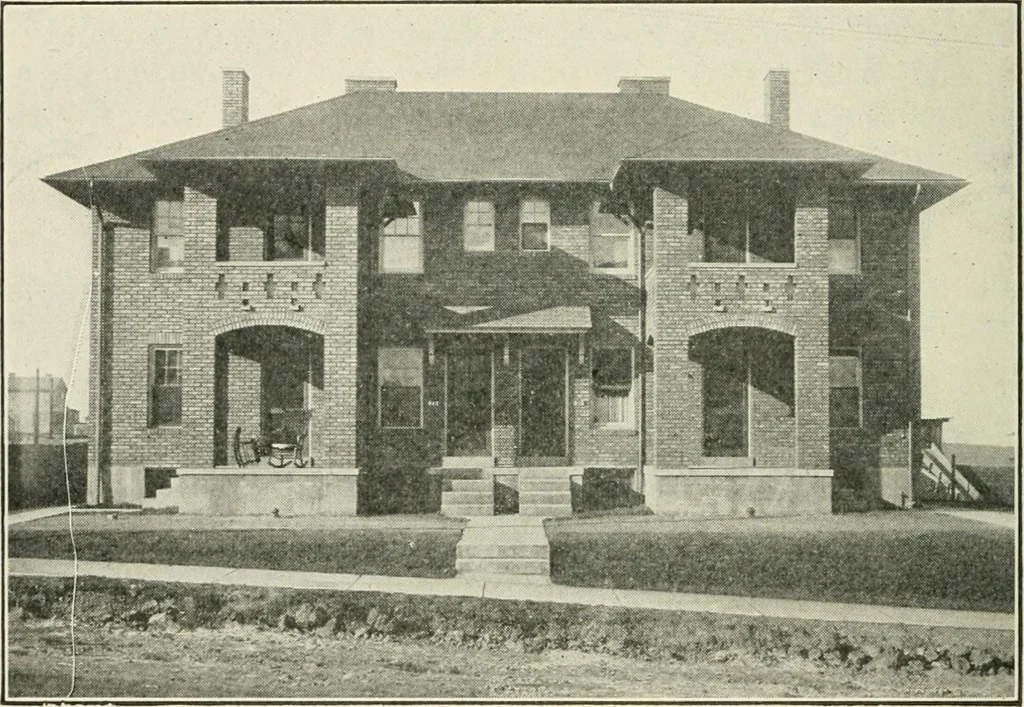 An illustration from Industrial housing; with a discussion of accompanying activities; such as town planning - street systems - development of utility services - and related engineering and construction features, 1920, leaf 339