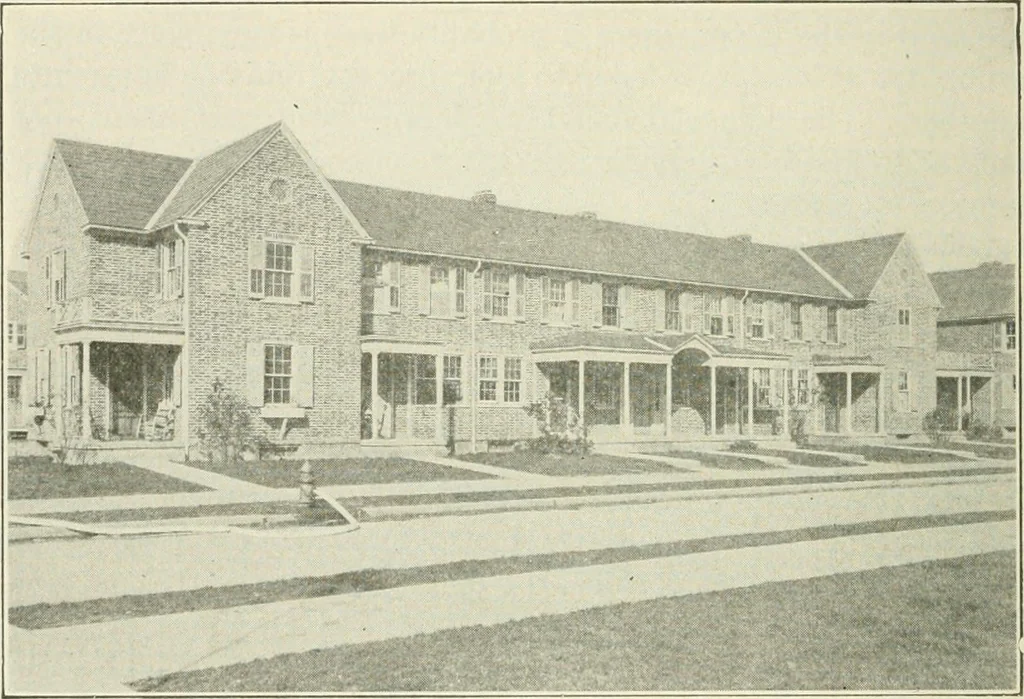 An illustration from Industrial housing; with a discussion of accompanying activities; such as town planning - street systems - development of utility services - and related engineering and construction features, 1920, leaf 341