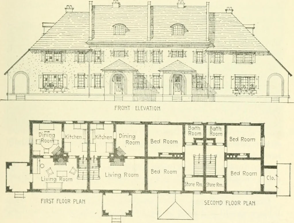 An illustration from Industrial housing; with a discussion of accompanying activities; such as town planning - street systems - development of utility services - and related engineering and construction features, 1920, leaf 342