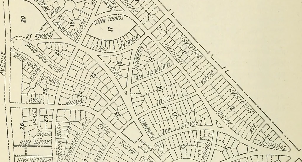 An illustration from Industrial housing; with a discussion of accompanying activities; such as town planning - street systems - development of utility services - and related engineering and construction features, 1920, leaf 91