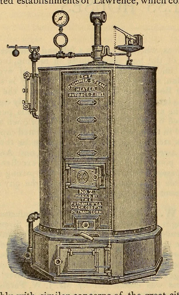 An illustration from Industries of Massachusettes : historical and descriptive review of Lynn, Lowell, Lawrence, Haverhill, Salem, Beverly, Peabody, Danvers, Gloucester, Newburyport, and Amesbury, and their leading manufacturers and merchants, 1886, leaf 98