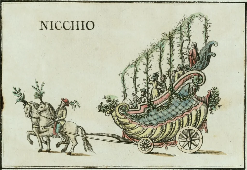 An illustration from In espettazione delle Loro Altezze Reali Ferdinando III, principe reale d'Ungheria e di Boemia, arciduca d'Austria, gran duca di Toscana, e Luisa Maria di Borbone real principessa di Napoli sua consorte : feste pubbliche destinate dalla città di Siena in contrassegno della sua gioja e devozione, 1791, leaf 40