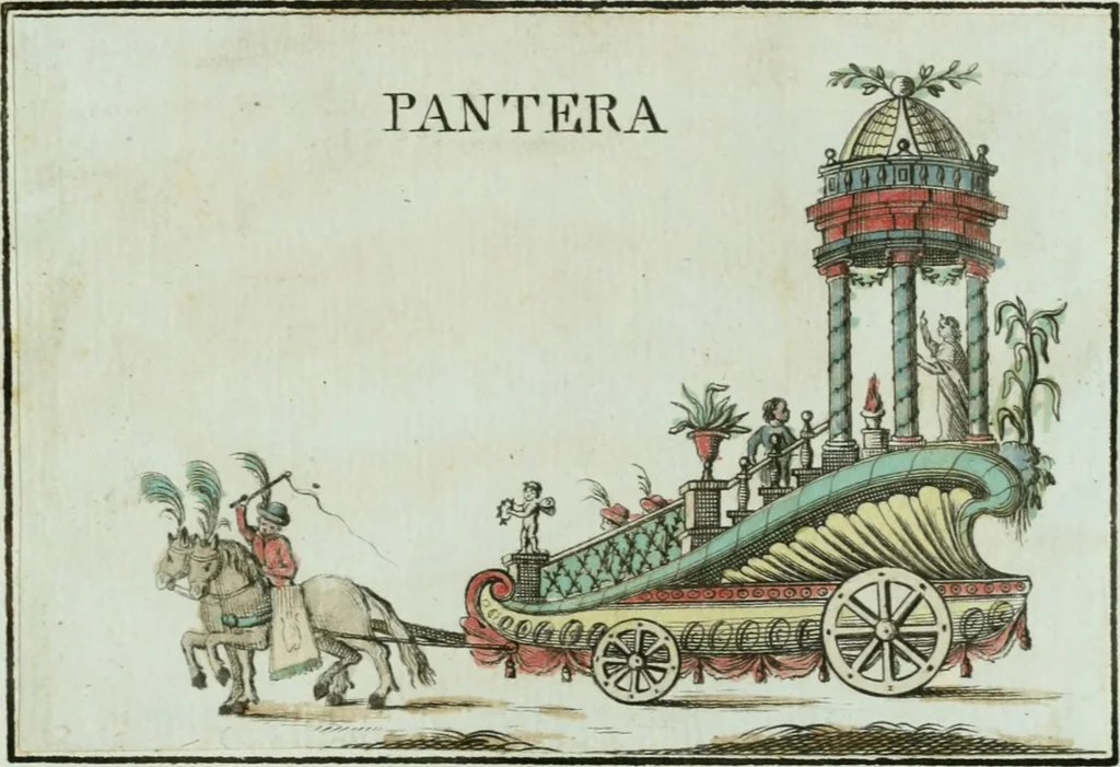 An illustration from In espettazione delle Loro Altezze Reali Ferdinando III, principe reale d'Ungheria e di Boemia, arciduca d'Austria, gran duca di Toscana, e Luisa Maria di Borbone real principessa di Napoli sua consorte : feste pubbliche destinate dalla città di Siena in contrassegno della sua gioja e devozione, 1791, leaf 48