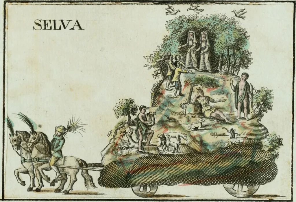 An illustration from In espettazione delle Loro Altezze Reali Ferdinando III, principe reale d'Ungheria e di Boemia, arciduca d'Austria, gran duca di Toscana, e Luisa Maria di Borbone real principessa di Napoli sua consorte : feste pubbliche destinate dalla città di Siena in contrassegno della sua gioja e devozione, 1791, leaf 56