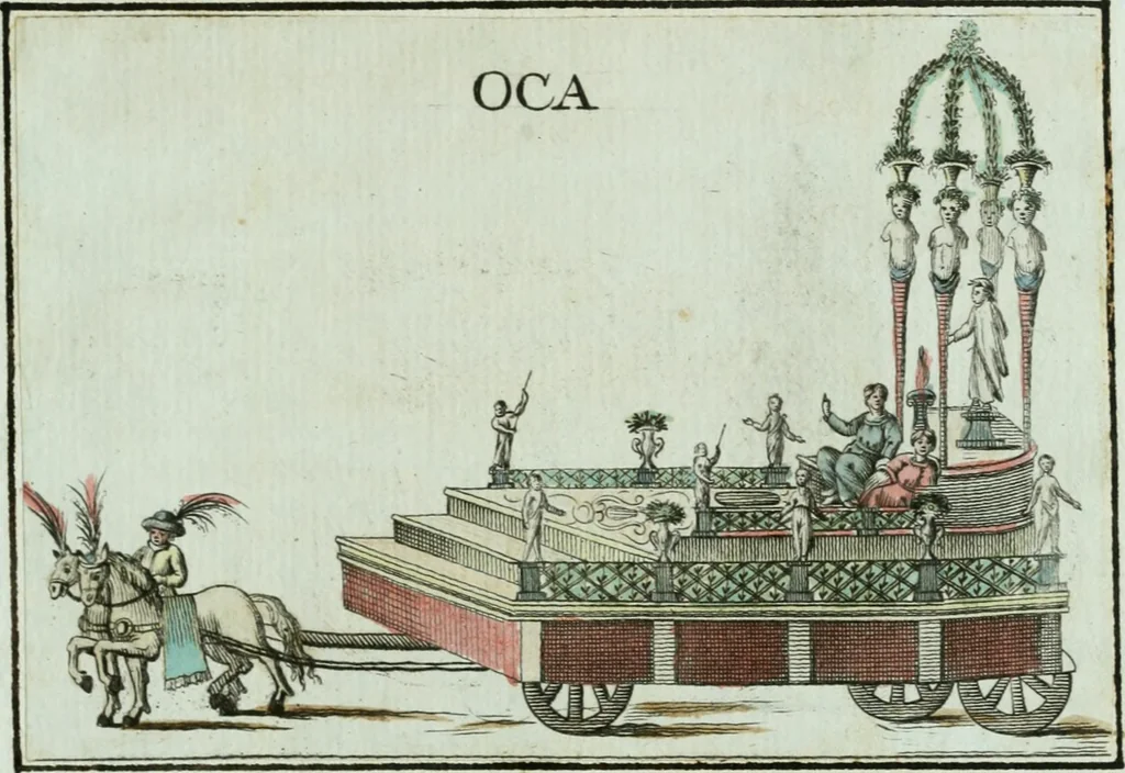 An illustration from In espettazione delle Loro Altezze Reali Ferdinando III, principe reale d'Ungheria e di Boemia, arciduca d'Austria, gran duca di Toscana, e Luisa Maria di Borbone real principessa di Napoli sua consorte : feste pubbliche destinate dalla città di Siena in contrassegno della sua gioja e devozione, 1791, leaf 60