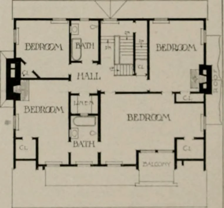 An illustration from Inexpensive homes of individuality : being a collection of photographs and floor plans illustrating certain of America's best country and suburban homes of moderate size, 1911, leaf 23