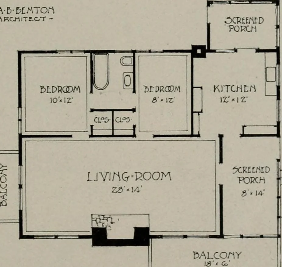 An illustration from Inexpensive homes of individuality : being a collection of photographs and floor plans illustrating certain of America's best country and suburban homes of moderate size, 1911, leaf 24