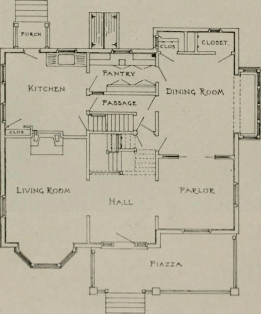 An illustration from Inexpensive homes of individuality : being a collection of photographs and floor plans illustrating certain of America's best country and suburban homes of moderate size, 1911, leaf 31