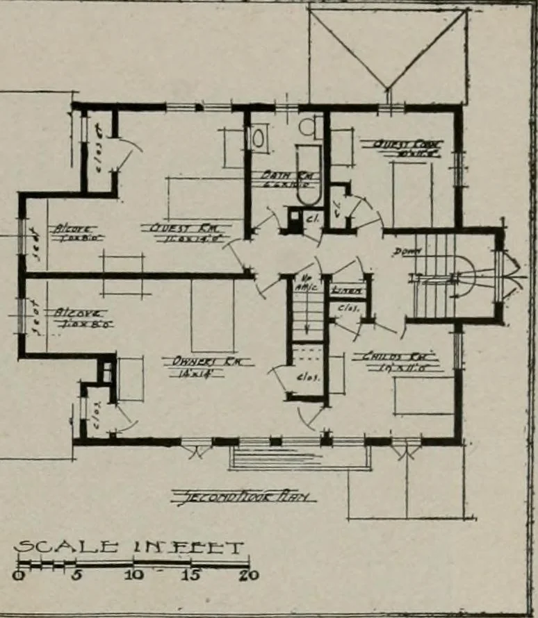 An illustration from Inexpensive homes of individuality : being a collection of photographs and floor plans illustrating certain of America's best country and suburban homes of moderate size, 1911, leaf 34