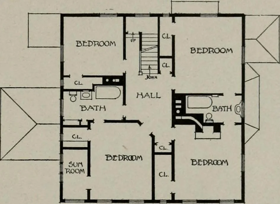 An illustration from Inexpensive homes of individuality : being a collection of photographs and floor plans illustrating certain of America's best country and suburban homes of moderate size, 1911, leaf 38