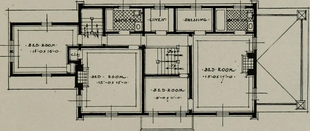 An illustration from Inexpensive homes of individuality : being a collection of photographs and floor plans illustrating certain of America's best country and suburban homes of moderate size, 1911, leaf 42