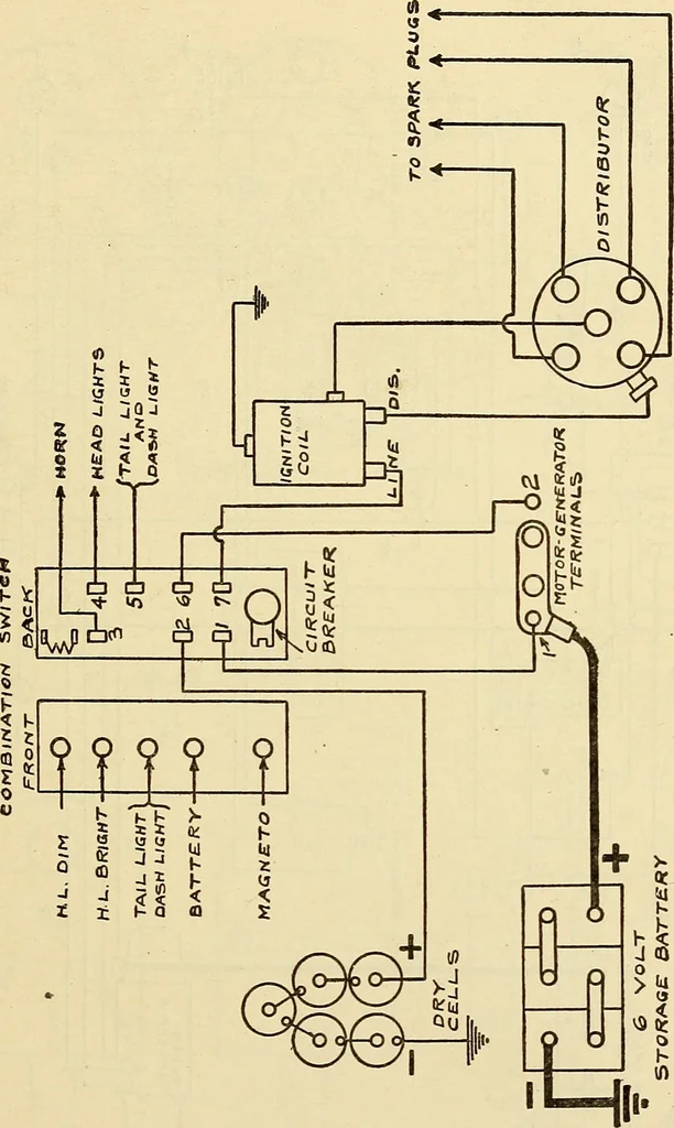 An illustration from Information; elementary electricity, motor car electric systems, the gas engine from an ignition point of view, driving the car, 1920, leaf 136