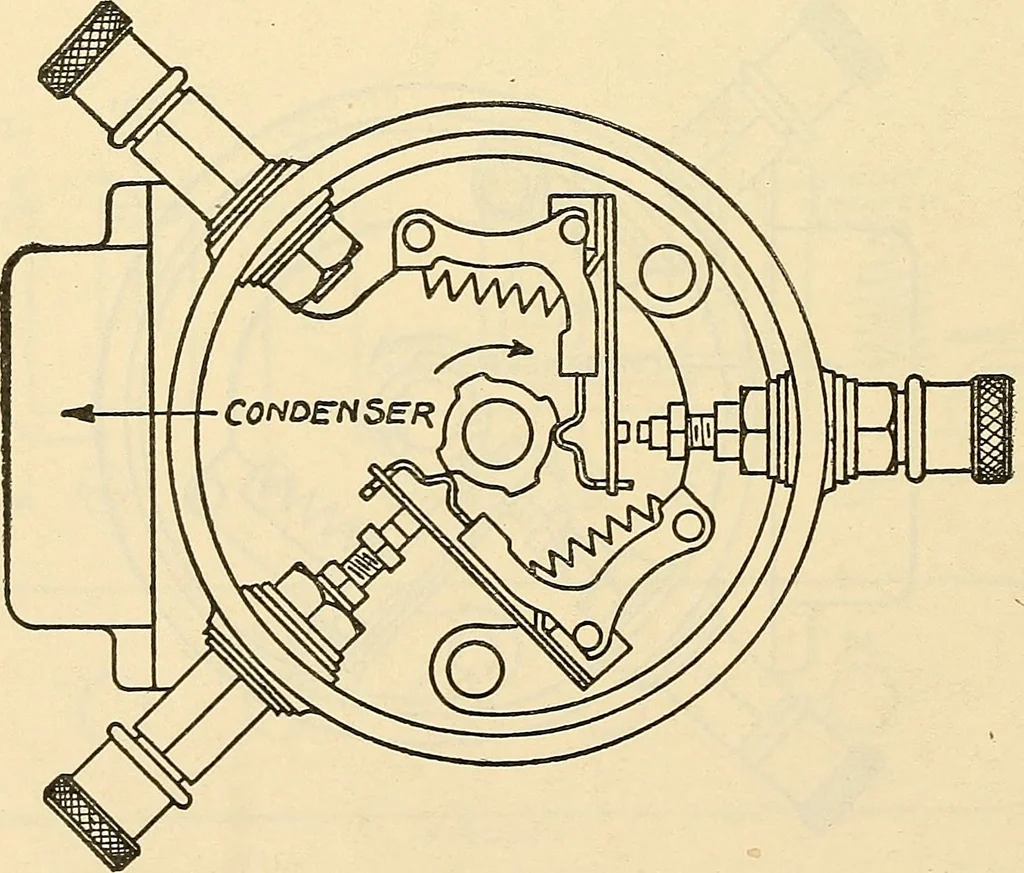 An illustration from Information; elementary electricity, motor car electric systems, the gas engine from an ignition point of view, driving the car, 1920, leaf 145