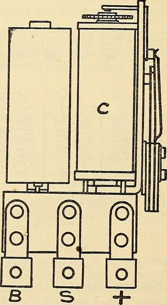 An illustration from Information; elementary electricity, motor car electric systems, the gas engine from an ignition point of view, driving the car, 1920, leaf 153