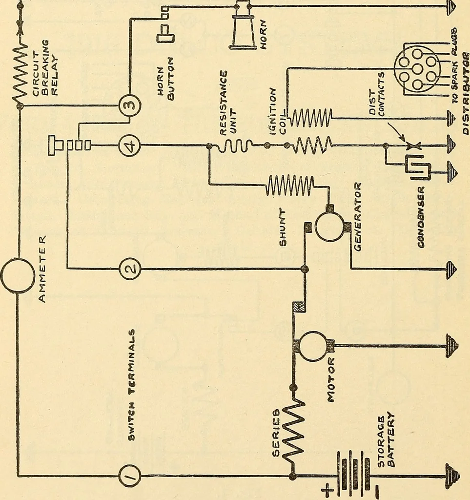 An illustration from Information; elementary electricity, motor car electric systems, the gas engine from an ignition point of view, driving the car, 1920, leaf 171