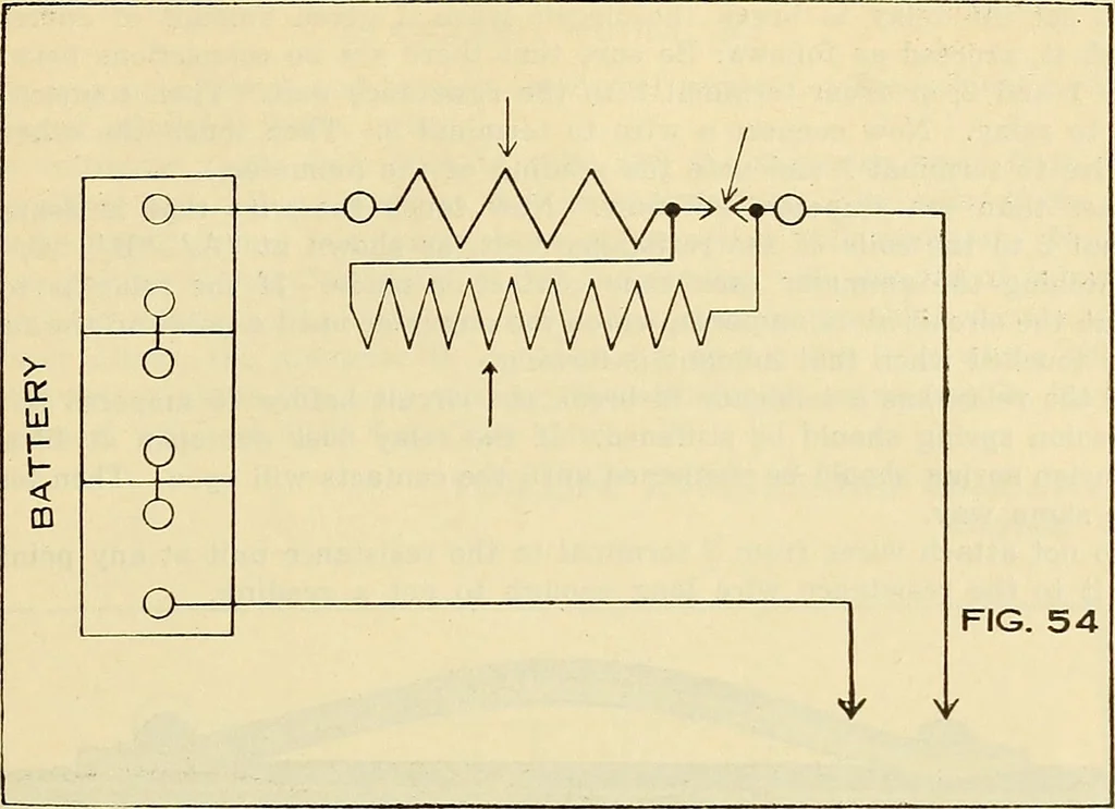 An illustration from Information; elementary electricity, motor car electric systems, the gas engine from an ignition point of view, driving the car, 1920, leaf 302