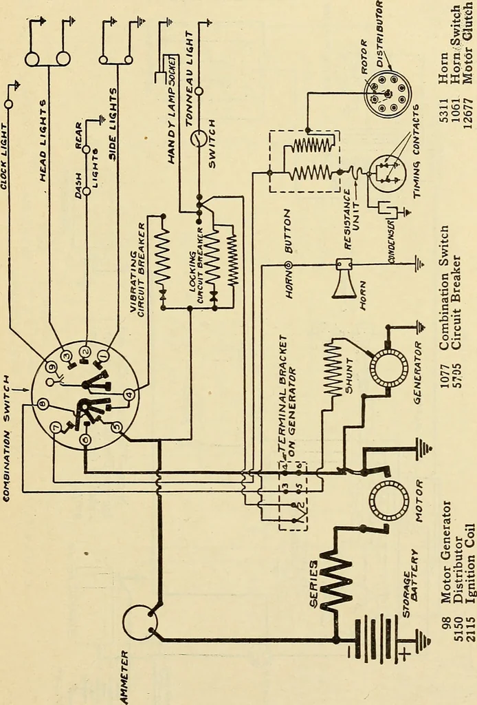 An illustration from Information; elementary electricity, motor car electric systems, the gas engine from an ignition point of view, driving the car, 1920, leaf 322