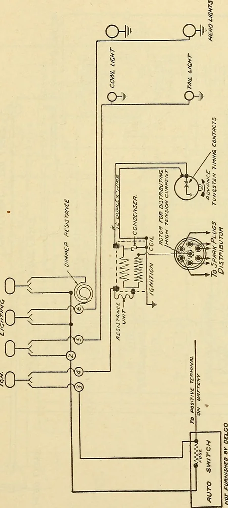 An illustration from Information; elementary electricity, motor car electric systems, the gas engine from an ignition point of view, driving the car, 1920, leaf 332