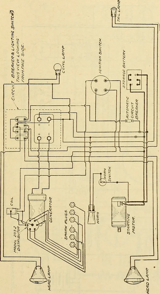 An illustration from Information; elementary electricity, motor car electric systems, the gas engine from an ignition point of view, driving the car, 1920, leaf 340