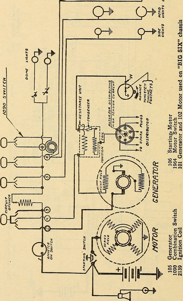 An illustration from Information; elementary electricity, motor car electric systems, the gas engine from an ignition point of view, driving the car, 1920, leaf 353