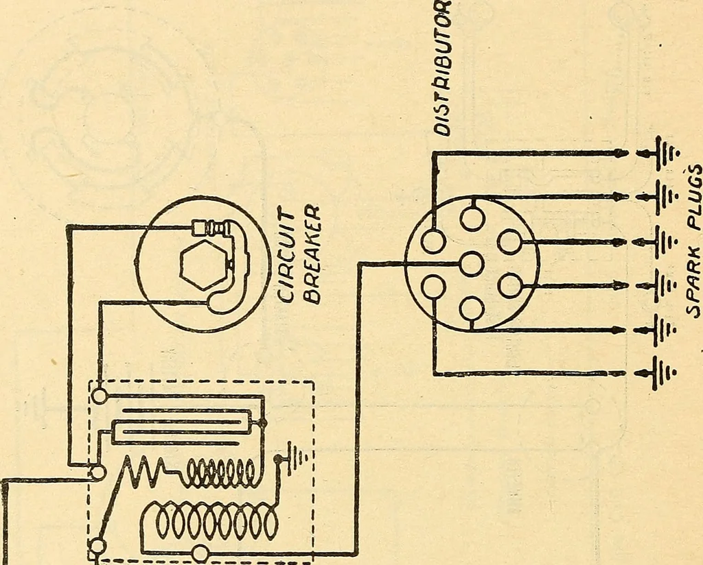 An illustration from Information; elementary electricity, motor car electric systems, the gas engine from an ignition point of view, driving the car, 1920, leaf 369