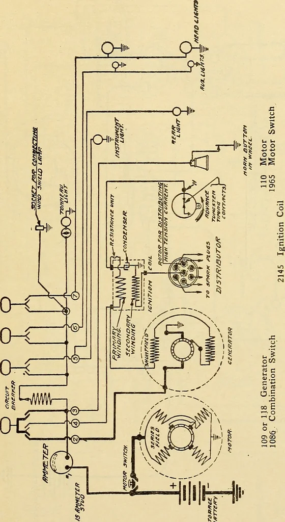An illustration from Information; elementary electricity, motor car electric systems, the gas engine from an ignition point of view, driving the car, 1920, leaf 376