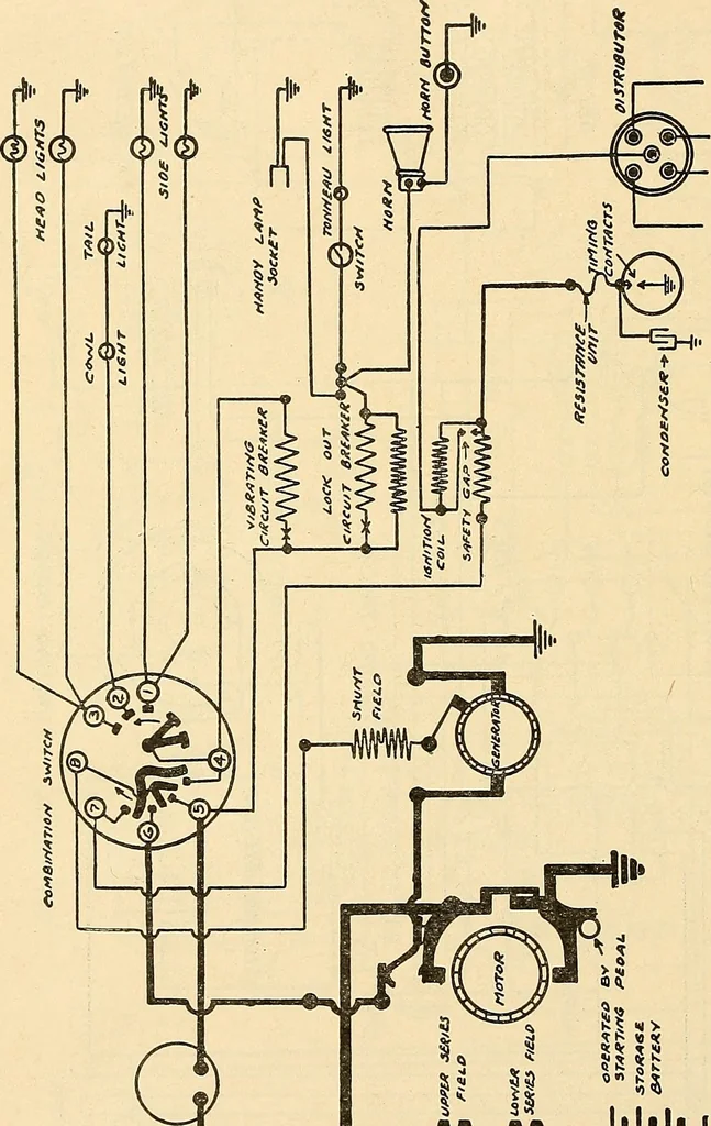 An illustration from Information; elementary electricity, motor car electric systems, the gas engine from an ignition point of view, driving the car, 1920, leaf 397