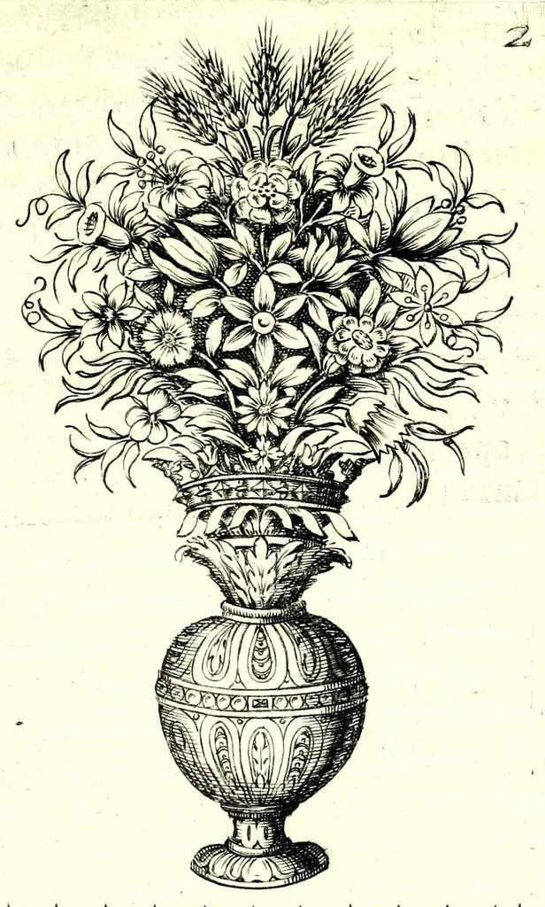 An illustration from Informatione a regi, e gran prencipi, d'vn padiglione da letto di forma quadra à sua proportione, ben composto pretioso, & superbissimo : che si ritroua in casa di Francesco Sorbellone ricamatore in Milano, 1625, leaf 15
