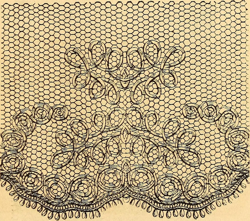 An illustration from Ingalls' hand-book of darned lace patterns .., 1885, leaf 10