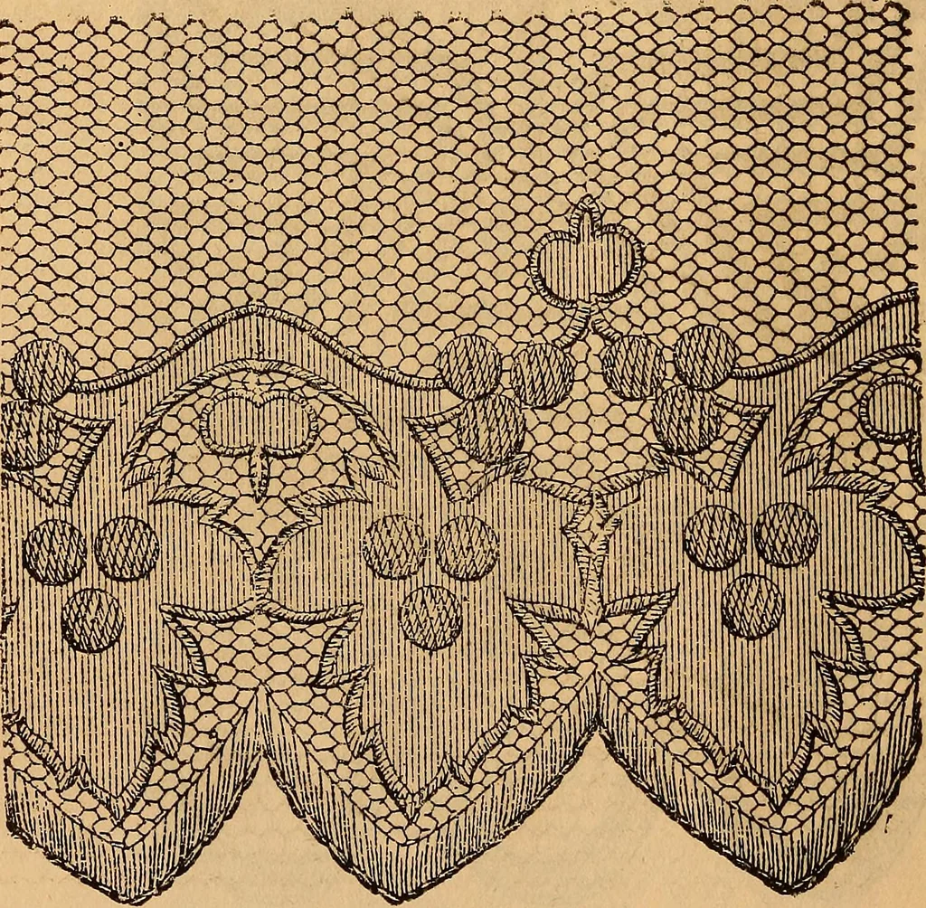 An illustration from Ingalls' hand-book of darned lace patterns .., 1885, leaf 13