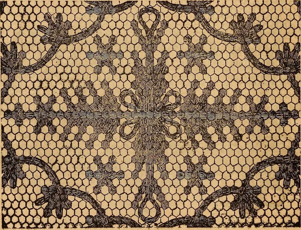 An illustration from Ingalls' hand-book of darned lace patterns .., 1885, leaf 19