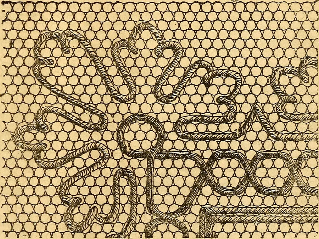 An illustration from Ingalls' hand-book of darned lace patterns .., 1885, leaf 22