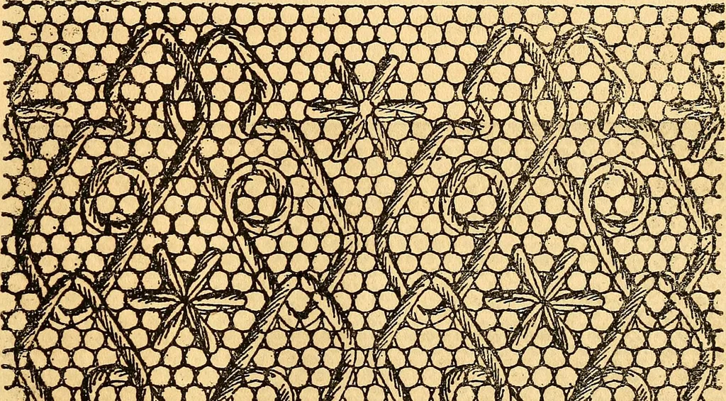An illustration from Ingalls' hand-book of darned lace patterns .., 1885, leaf 24