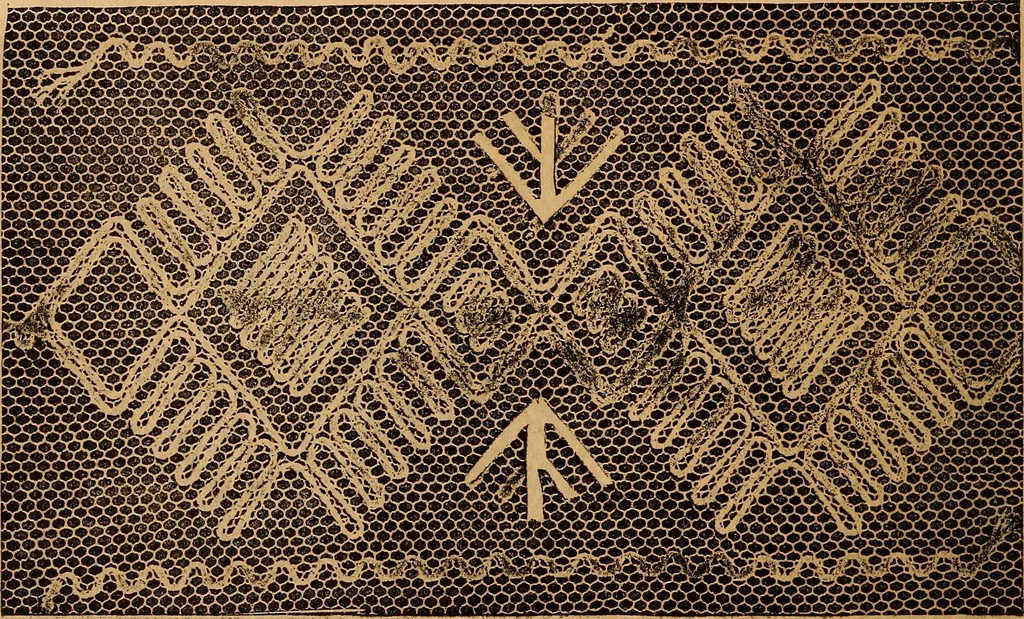 An illustration from Ingalls' hand-book of darned lace patterns .., 1885, leaf 49