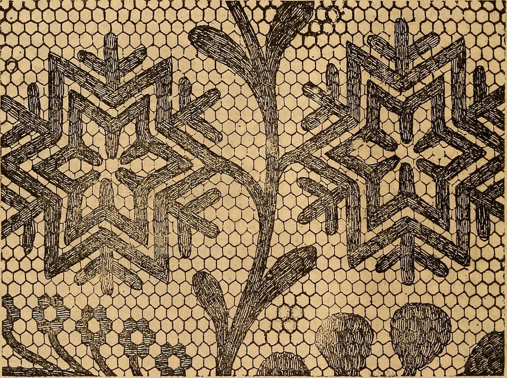An illustration from Ingalls' hand-book of darned lace patterns .., 1885, leaf 7