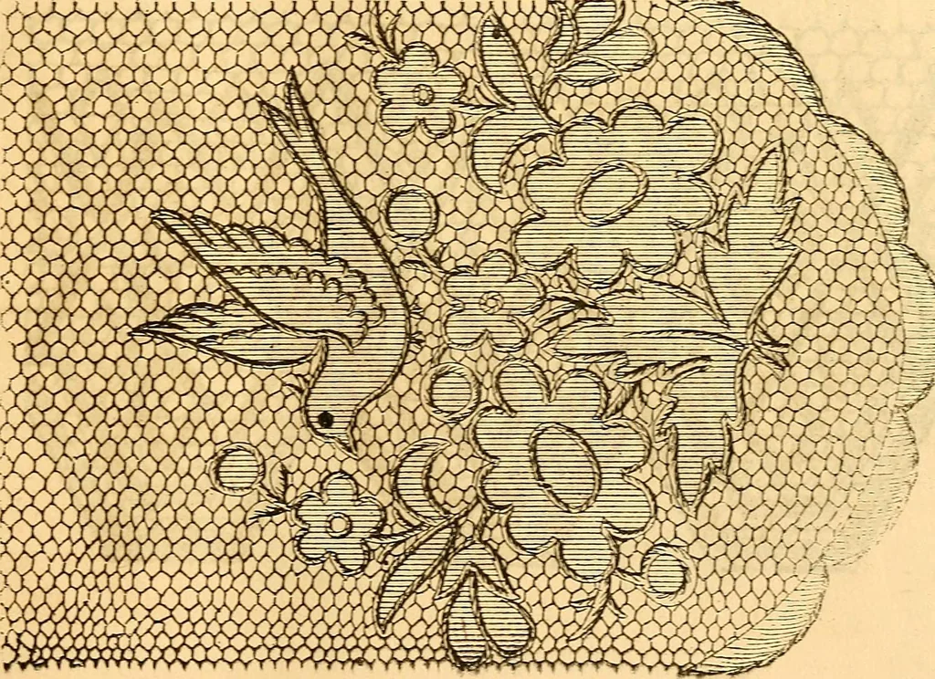 An illustration from Ingalls' hand-book of darned lace patterns .., 1885, leaf 8