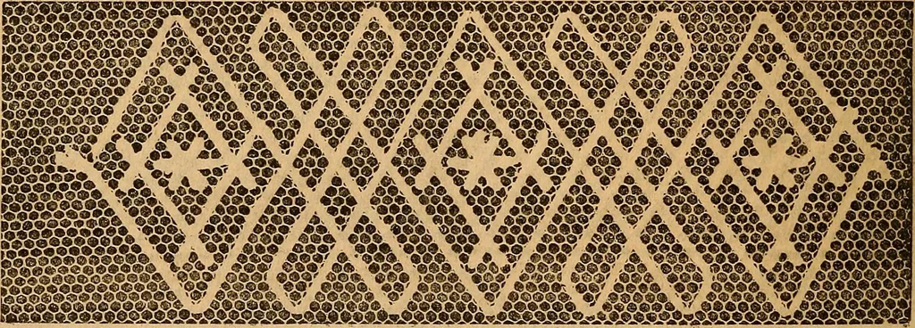 An illustration from Ingalls' hand-book of darned lace patterns .., 1885, leaf 83