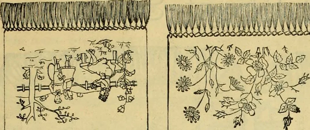 An illustration from Ingalls' illustrated catalogue and special wholesale price list of stamped goods, stamping outfits, fancy work materials, Briggs' transfer patterns, fancy work books and art novelties, 1887, leaf 12