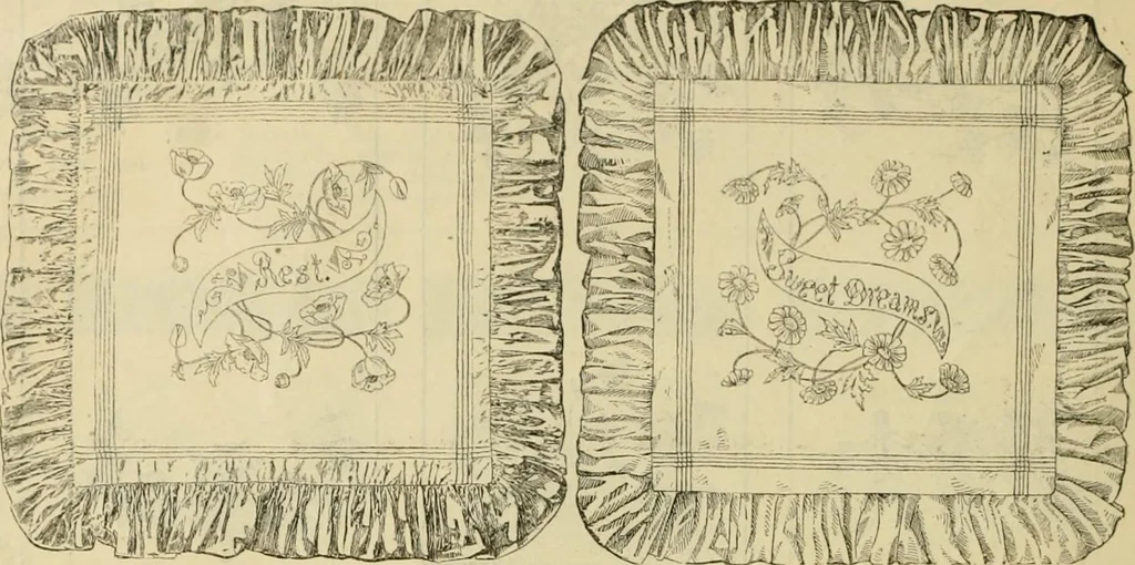 An illustration from Ingalls' illustrated catalogue and special wholesale price list of stamped goods, stamping outfits, fancy work materials, Briggs' transfer patterns, fancy work books and art novelties, 1887, leaf 13