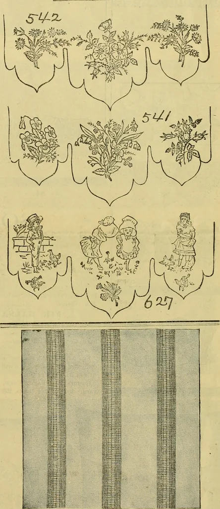 An illustration from Ingalls' illustrated catalogue and special wholesale price list of stamped goods, stamping outfits, fancy work materials, Briggs' transfer patterns, fancy work books and art novelties, 1887, leaf 14