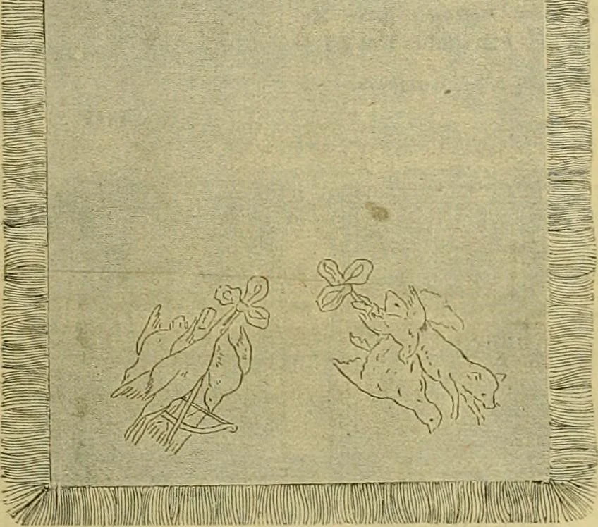 An illustration from Ingalls' illustrated catalogue and special wholesale price list of stamped goods, stamping outfits, fancy work materials, Briggs' transfer patterns, fancy work books and art novelties, 1887, leaf 16