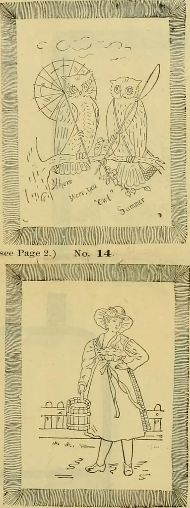 An illustration from Ingalls' illustrated catalogue and special wholesale price list of stamped goods, stamping outfits, fancy work materials, Briggs' transfer patterns, fancy work books and art novelties, 1887, leaf 6