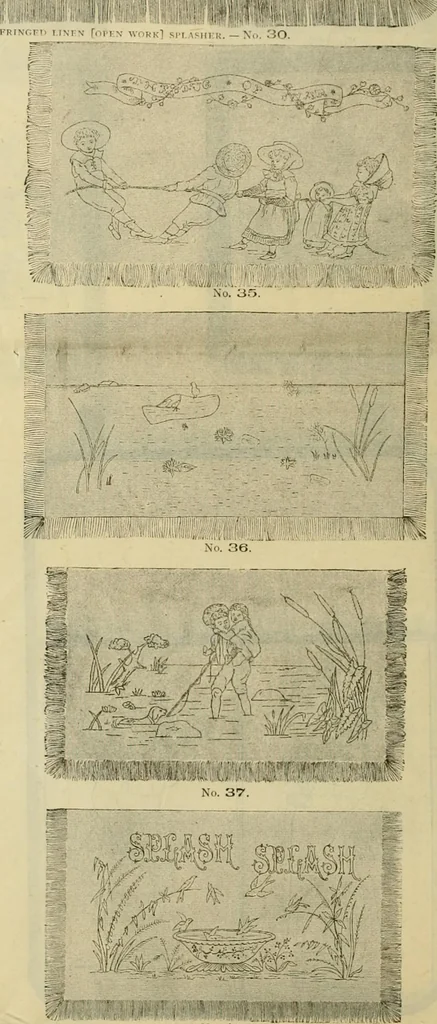 An illustration from Ingalls' illustrated catalogue and special wholesale price list of stamped goods, stamping outfits, fancy work materials, Briggs' transfer patterns, fancy work books and art novelties, 1887, leaf 9