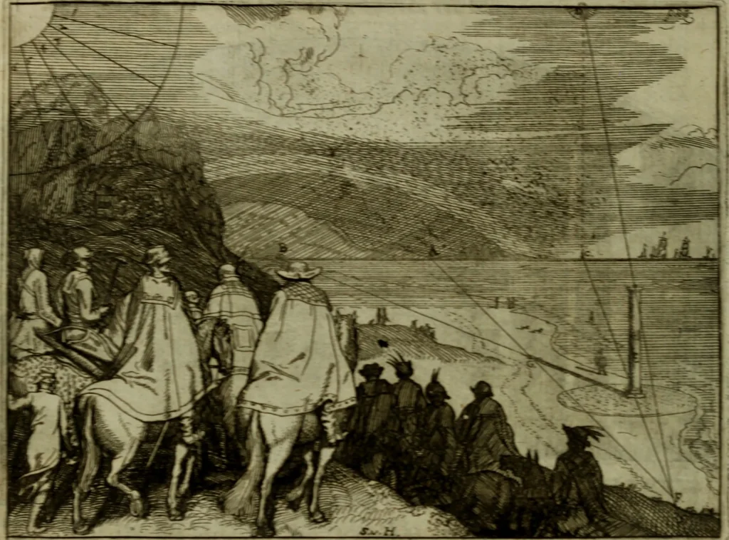 An illustration from Inleyding tot de hooge schoole der schilderkonst: anders de zichtbaere werelt. : verdeelt in negen leerwinkels, yder bestiert door eene der zanggodinnen. Ten hoogsten noodzakelijk, tot onderwijs, voor alle die deeze edele, vrye, en hooge konst oeffenen, of met yver zoeken te leeren, of anders eenigzins beminnen., 1678, leaf 311