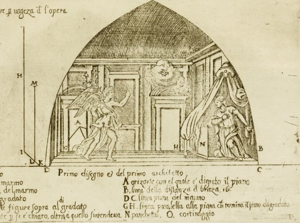 An illustration from Dispareri in materia d'architettvra, et perspettiva : con pareri di eccellenti, et famosi architetti, che li risoluono, 1572, leaf 61